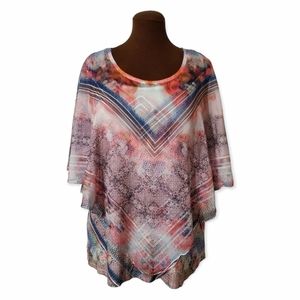 NWT One World 2PC Set 1X | Boho Festival Poncho Shawl & Tank Top Maxi Print